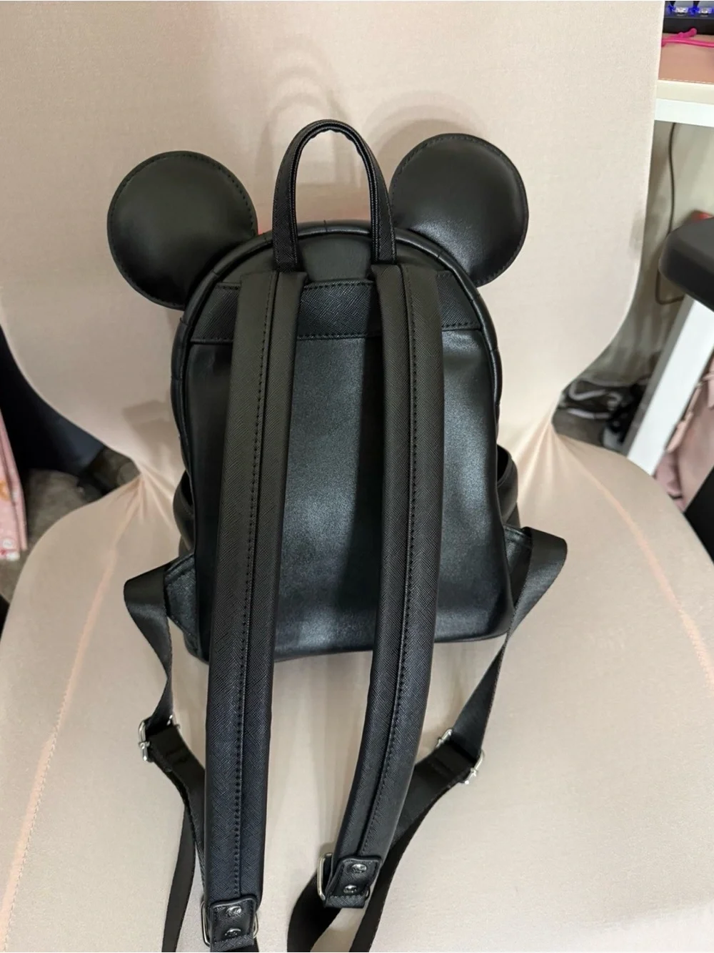 Disney Minnie Mouse Black Loungefly Backpack with Red Bow